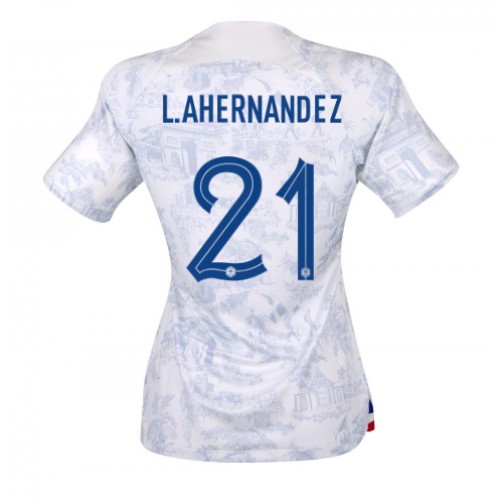 Echipament fotbal Franţa Lucas Hernandez #21 Tricou Deplasare Mondial 2022 pentru femei maneca scurta